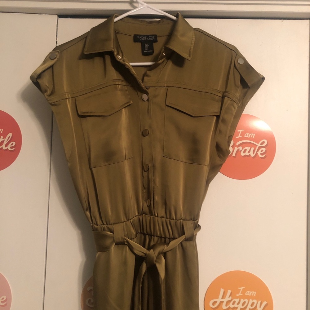 Rachel Zoe Green Button-Down Jumpsuit